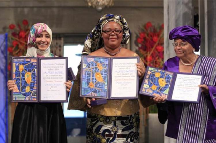 Tawakel Karman (Jemen), Leymah Gbowee (Libéria), Ellen Johnson Sirleaf (Libéria)